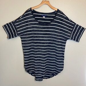 SIMPLY Styled by Sears Striped Short Sleeve High Low Shirt